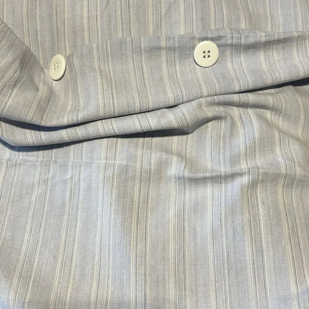 Crate and Barrel Blue Shirting Striped Pillowcases Coastal Beach Nautical 19x28